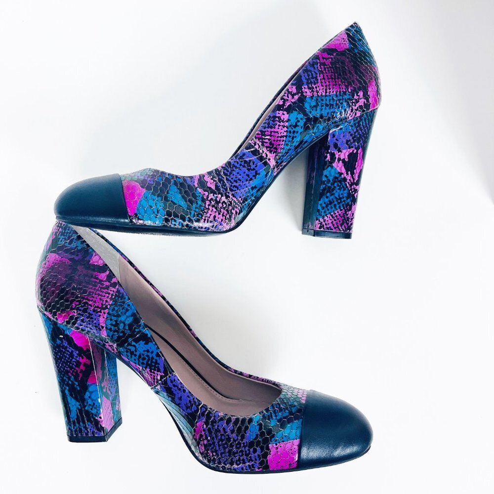 2/$30 Shoes of Prey Snakeskin Chunky Heels - Picture 3 of 7